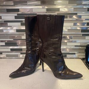 Via Spiga Dark Brown Italian Vintage Leather Pointed Toe Boots